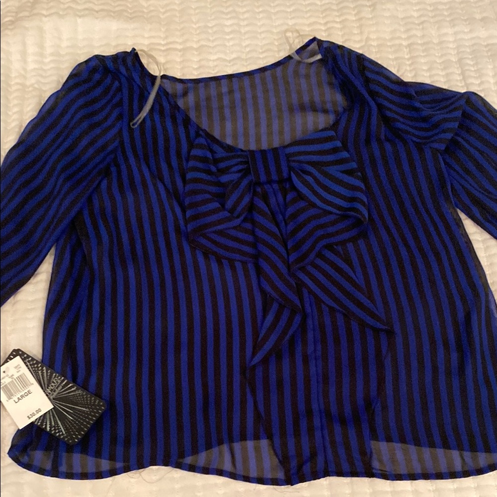 Blue and Black Striped Women's Top